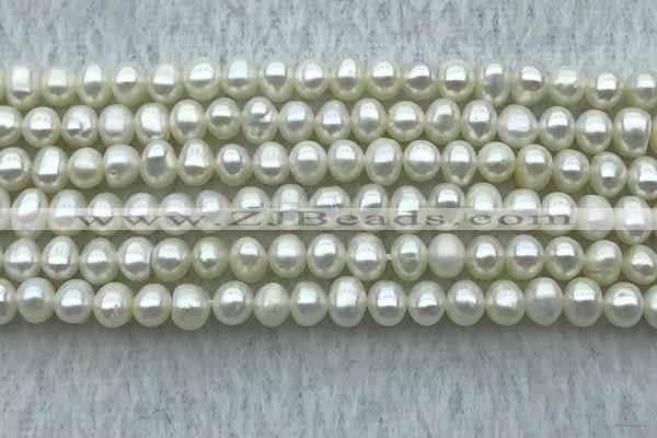 FWP27 14.5 inches 4mm - 4.5mm potato white freshwater pearl strands