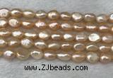 FWP280 15 inches 7mm - 8mm baroque pink freshwater pearl strands