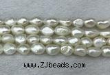 FWP286 15 inches 9mm - 10mm baroque white freshwater pearl strands