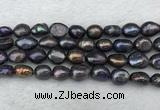 FWP288 15 inches 9mm - 10mm baroque black freshwater pearl strands