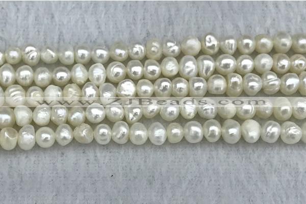 FWP30 14.5 inches 4.5mm potato white freshwater pearl strands