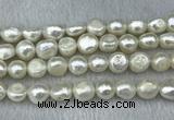 FWP302 15 inches 11mm - 12mm baroque white freshwater pearl strands