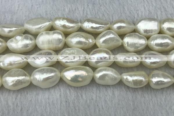 FWP304 15 inches 11mm - 12mm baroque white freshwater pearl strands