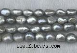 FWP307 15 inches 11mm - 12mm baroque grey freshwater pearl strands