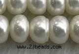 FWP324 15 inches 8mm - 9mm button white freshwater pearl strands