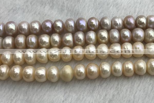 FWP327 15 inches 9mm - 10mm button purple & pink freshwater pearl strands