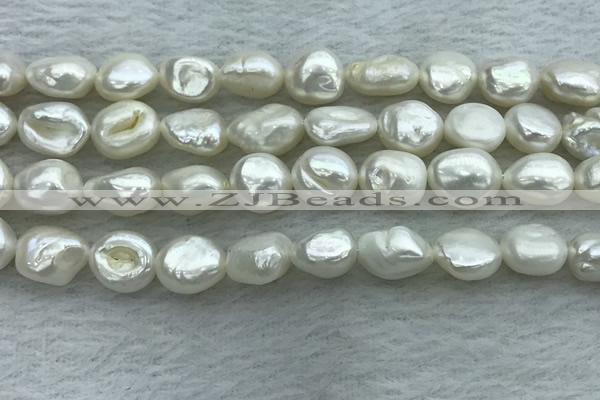 FWP350 15 inches 7mm - 8mm baroque white freshwater pearl strands