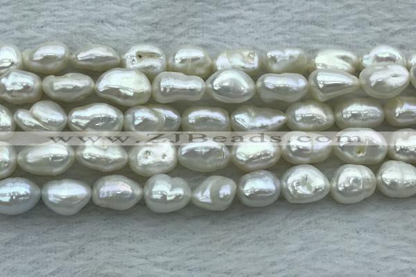 FWP351 15 inches 8mm - 9mm baroque white freshwater pearl strands