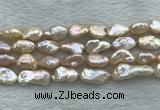 FWP356 9mm - 10mm baroque light purple freshwater pearl strands