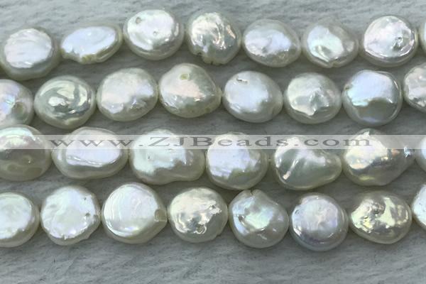 FWP386 15 inches 12mm - 13mm coin freshwater pearl beads