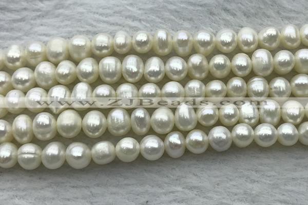 FWP44 14.5 inches 5mm - 5.5mm potato white freshwater pearl strands