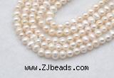 FWP480 14 inches 5mm - 6mm potato white freshwater pearl strands