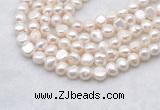 FWP490 14 inches 8mm - 9mm baroque white freshwater pearl strands