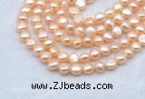 FWP491 14 inches 8mm - 9mm baroque pink freshwater pearl strands