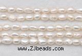 FWP496 14 inches 8mm - 9mm baroque white freshwater pearl strands