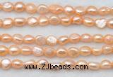 FWP497 14 inches 8mm - 9mm baroque pink freshwater pearl strands