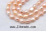 FWP501 14 inches 10mm - 11mm baroque pink freshwater pearl strands