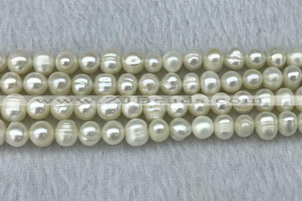 FWP56 15 inches 6mm - 7mm potato white freshwater pearl strands