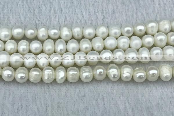 FWP65 15 inches 7mm - 8mm potato white freshwater pearl strands