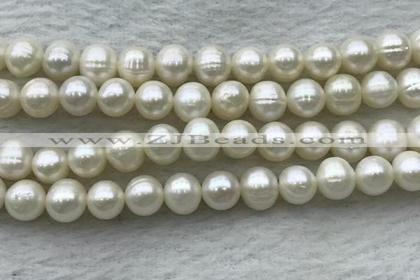 FWP80 15 inches 7mm - 8mm potato white freshwater pearl strands