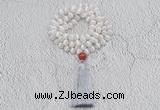 GMN1000 Hand-knotted 8mm, 10mm matte tibetan agate 108 beads mala necklaces with tassel