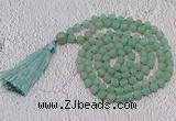 GMN1019 Hand-knotted 8mm, 10mm matte green aventurine 108 beads mala necklaces with tassel