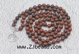 GMN1128 Hand-knotted 8mm, 10mm mahogany obsidian 108 beads mala necklaces with charm