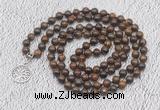 GMN1129 Hand-knotted 8mm, 10mm bronzite 108 beads mala necklaces with charm