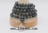 GMN1164 Hand-knotted 8mm, 10mm kambaba jasper 108 beads mala necklaces with charm