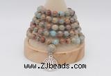 GMN1166 Hand-knotted 8mm, 10mm serpentine jasper 108 beads mala necklaces with charm