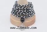 GMN1179 Hand-knotted 8mm, 10mm tibetan agate 108 beads mala necklaces with charm