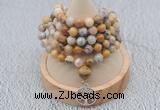 GMN1184 Hand-knotted 8mm, 10mm yellow crazy agate 108 beads mala necklaces with charm