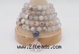 GMN1188 Hand-knotted 8mm, 10mm montana agate 108 beads mala necklaces with charm