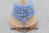 GMN1190 Hand-knotted 8mm, 10mm blue banded agate 108 beads mala necklaces with charm