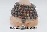 GMN1208 Hand-knotted 8mm, 10mm ocean agate 108 beads mala necklaces with charm