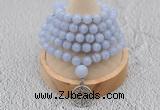 GMN1214 Hand-knotted 8mm, 10mm blue lace agate 108 beads mala necklaces with charm