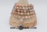 GMN1252 Hand-knotted 8mm, 10mm sunstone 108 beads mala necklaces with charm