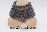 GMN1257 Hand-knotted 8mm, 10mm garnet 108 beads mala necklaces with charm