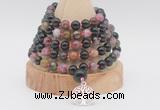 GMN1258 Hand-knotted 8mm, 10mm tourmaline 108 beads mala necklaces with charm