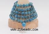 GMN1259 Hand-knotted 8mm, 10mm apatite 108 beads mala necklaces with charm