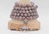 GMN1280 Hand-knotted 8mm, 10mm lepidolite 108 beads mala necklace with charm