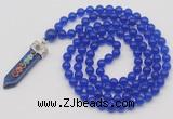 GMN1407 Hand-knotted 8mm candy jade 108 beads mala necklace with pendant