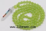 GMN1408 Hand-knotted 8mm candy jade 108 beads mala necklace with pendant