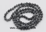 GMN141 Hand-knotted 6mm snowflake obsidian 108 beads mala necklaces