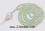 GMN1461 Hand-knotted 8mm, 10mm prehnite 108 beads mala necklace with pendant