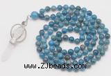 GMN1547 Hand-knotted 8mm, 10mm apatite 108 beads mala necklace with pendant