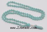 GMN1626 Hand-knotted 6mm amazonite 108 beads mala necklace with pendant