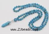 GMN1634 Hand-knotted 6mm apatite 108 beads mala necklace with pendant