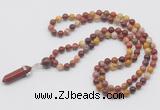 GMN1637 Hand-knotted 6mm mookaite 108 beads mala necklace with pendant