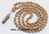 GMN1654 Hand-knotted 6mm wooden jasper 108 beads mala necklaces with pendant